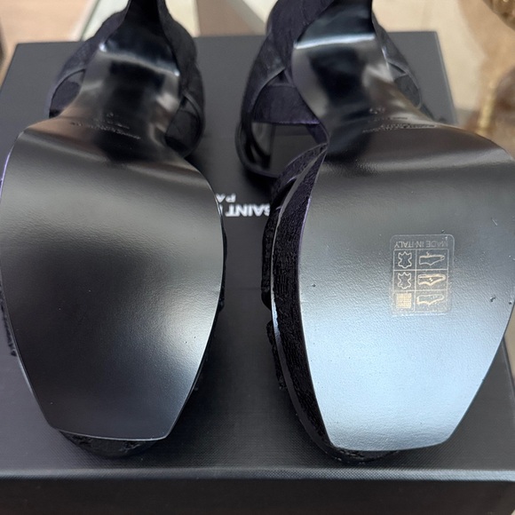 Saint Laurent Tribute Black Strappy Heels EUR 40 US 10 - Picture 10 of 13